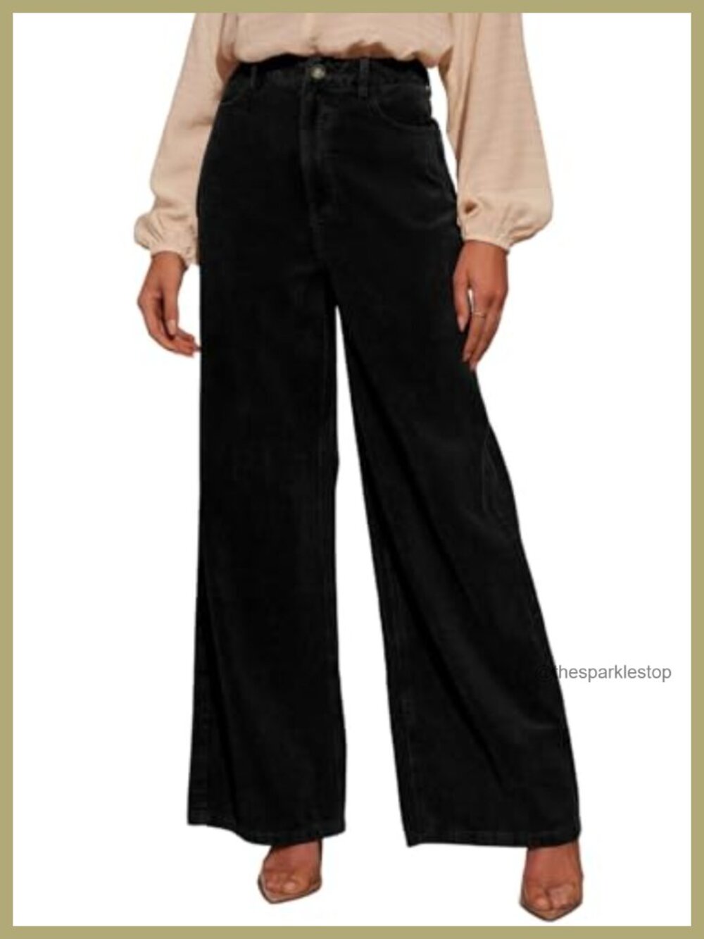 Corduroy Wide Leg Pants High Waisted Elastic Waist Trousers